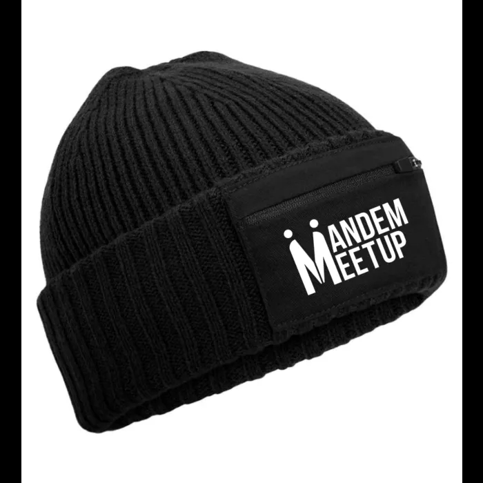 Patch Zip Beanie - Black